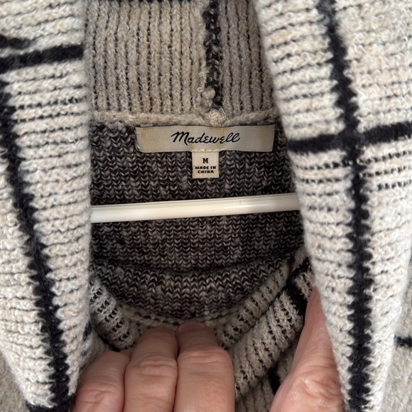 Madewell Women's Windowpane Turtleneck Sweater Grey/Off-White/Black - Size M - Picture 5 of 8